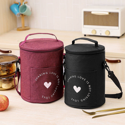 Zockwoo Round Thermal Lunch Tote - Insulated Oxford Fabric Food Bag for Work & Travel