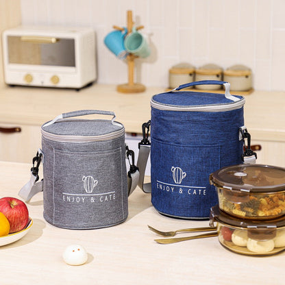 Zockwoo Round Thermal Lunch Tote - Insulated Oxford Fabric Food Bag for Work & Travel