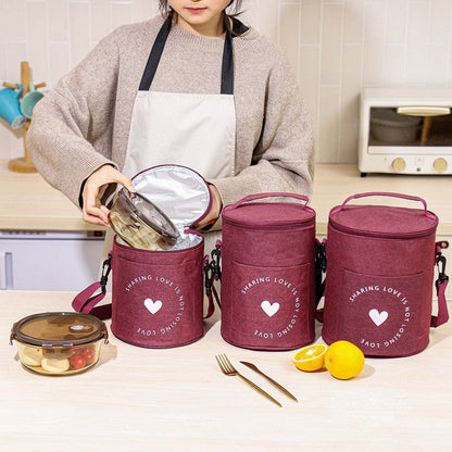 Zockwoo Round Thermal Lunch Tote - Insulated Oxford Fabric Food Bag for Work & Travel