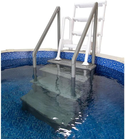 Select Anti-Slip in-Pool Steps | Gray | for Above Ground Swimming Pools | Can Mount to Decks 48" to 54" H | Safety Stairs Capacity Up to 300 lbs