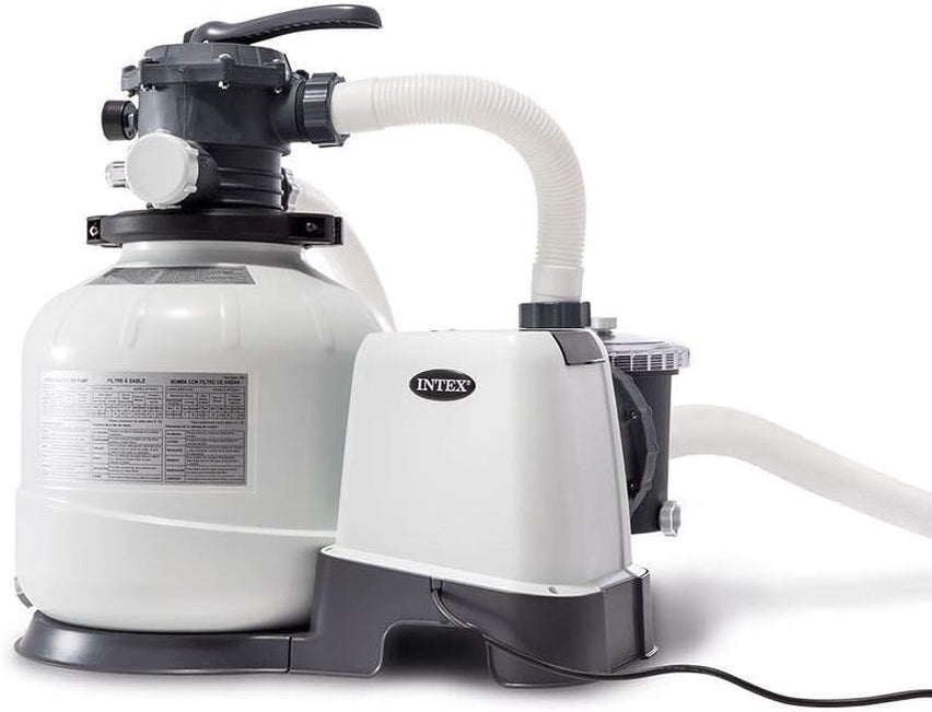 Intex 26651EG Krystal Clear 16 Inch 3,000 GPH Above Ground Pool Sand Filter Pump with Automatic Timer, GFCI, and 6 Function Control, Gray