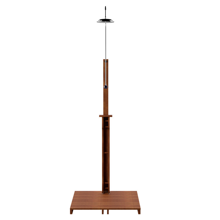 94.5" H Stainless Steel Freestanding Outdoor Shower and Duckboard