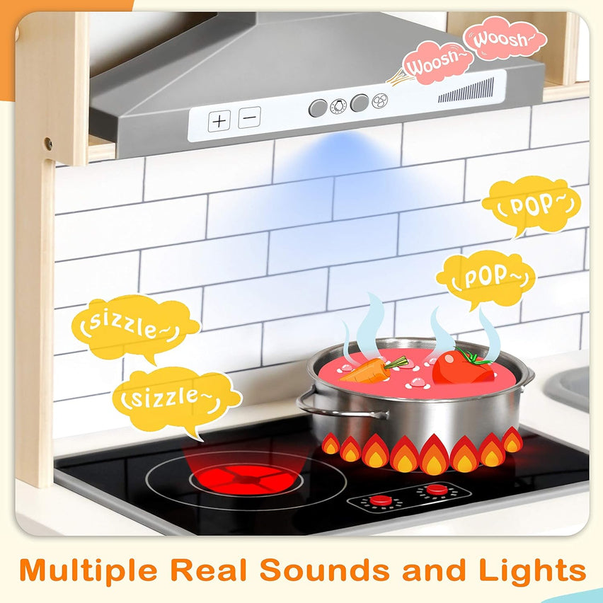 Children's small land play kitchen, wooden children's play kitchen toy set