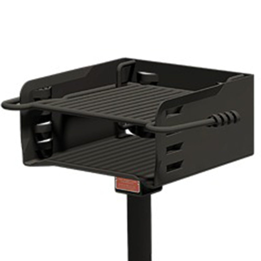 Pilot Rock Park Style Steel Outdoor BBQ Charcoal Grill and Post, Black