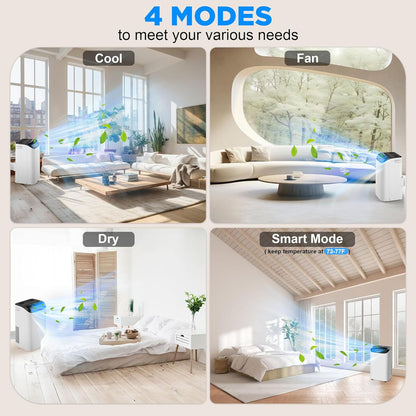 Portable Air Conditioners with Remote Control, 3-in-1 Free Standing Cooling AC Unit with Fan & Dehumidifier, Cools Room up to 700 sq.ft, Smart/Sleep Mode,3 Speed,Auto Swing,24H Timer