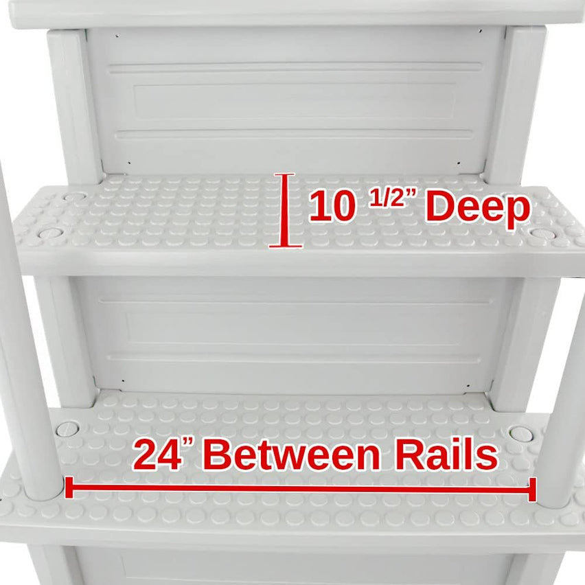 Select Anti-Slip in-Pool Steps | Gray | for Above Ground Swimming Pools | Can Mount to Decks 48" to 54" H | Safety Stairs Capacity Up to 300 lbs