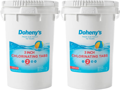 Doheny's 3 Inch Stabilized Chlorine Tablets | Pro-Grade Pool Sanitizer, Long Lasting, Slow Dissolving, 99% Pure Tri-Chlor, Individually Wrapped - 50lb