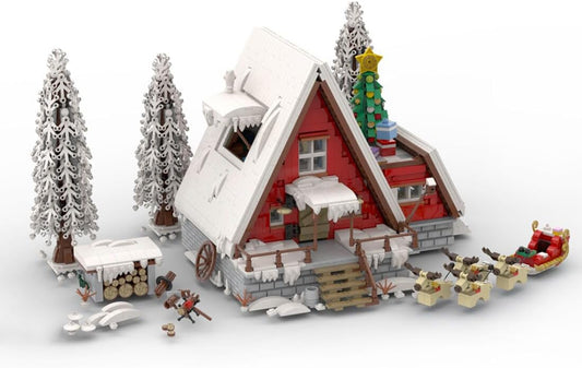 Christmas Country Church Building Kit, MOC-147549 Winter Modular Building Blocks Christmas House Building Block Building Toy (1769 Pieces)