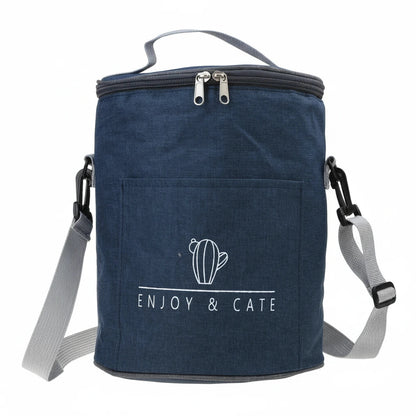 Zockwoo Round Thermal Lunch Tote - Insulated Oxford Fabric Food Bag for Work & Travel