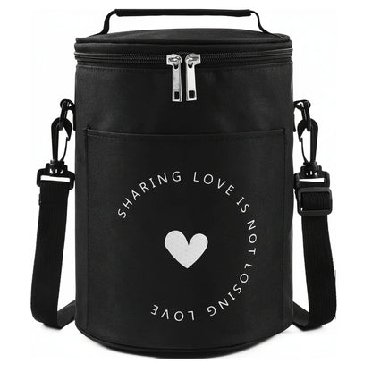 Zockwoo Round Thermal Lunch Tote - Insulated Oxford Fabric Food Bag for Work & Travel