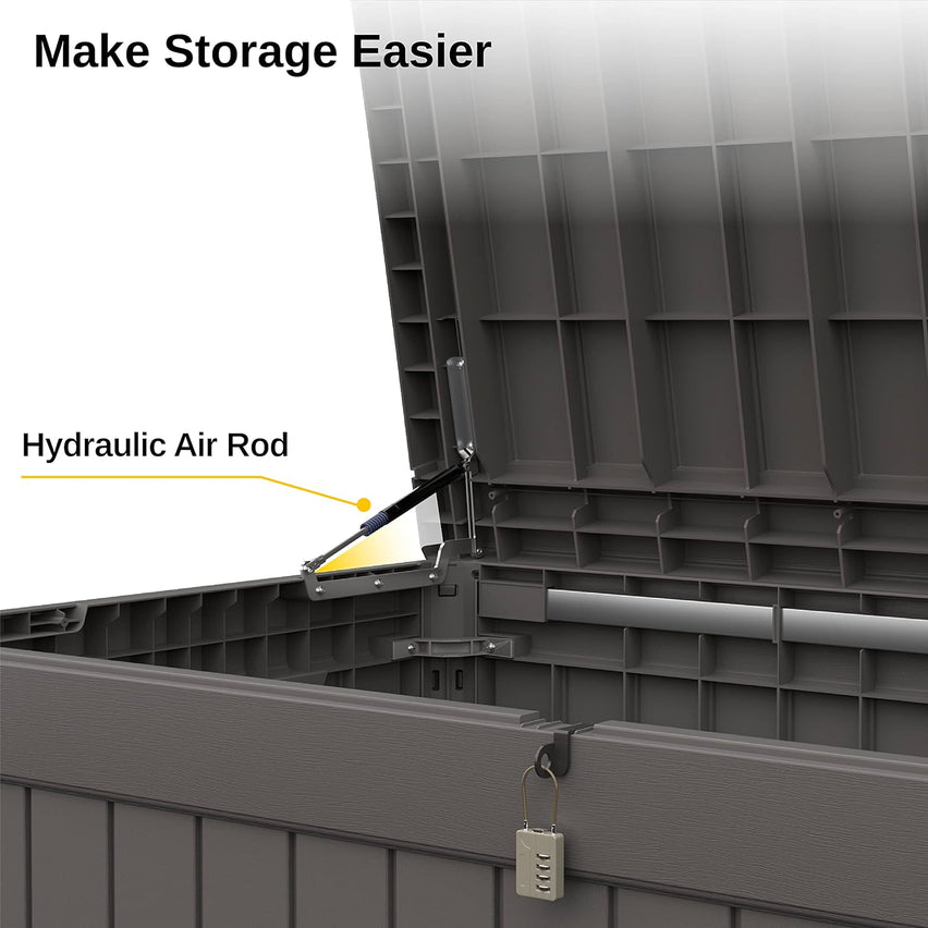 230 Gallon Deck Box, Outdoor Storage Box with Padlock