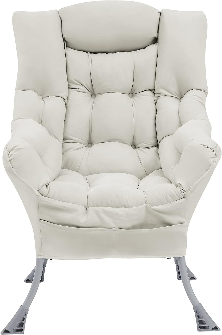 Living and More High Back Sofa Chair, Modern Fabric Lazy Chair, Accent Contemporary Lounge Chair, Cool Grey