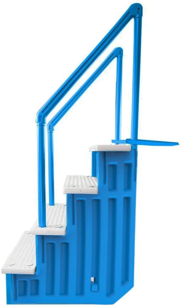 Select Anti-Slip in-Pool Steps | Gray | for Above Ground Swimming Pools | Can Mount to Decks 48" to 54" H | Safety Stairs Capacity Up to 300 lbs