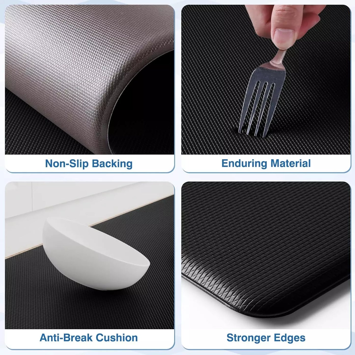 Zockwoo Premium PVC Kitchen Mat - Ergonomic Anti-Fatigue Non-Slip Floor Rug